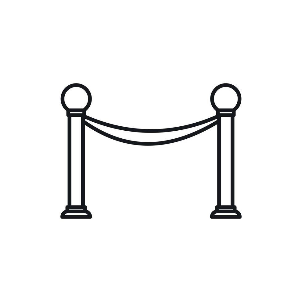 icône de corde de barrière, style de contour vecteur