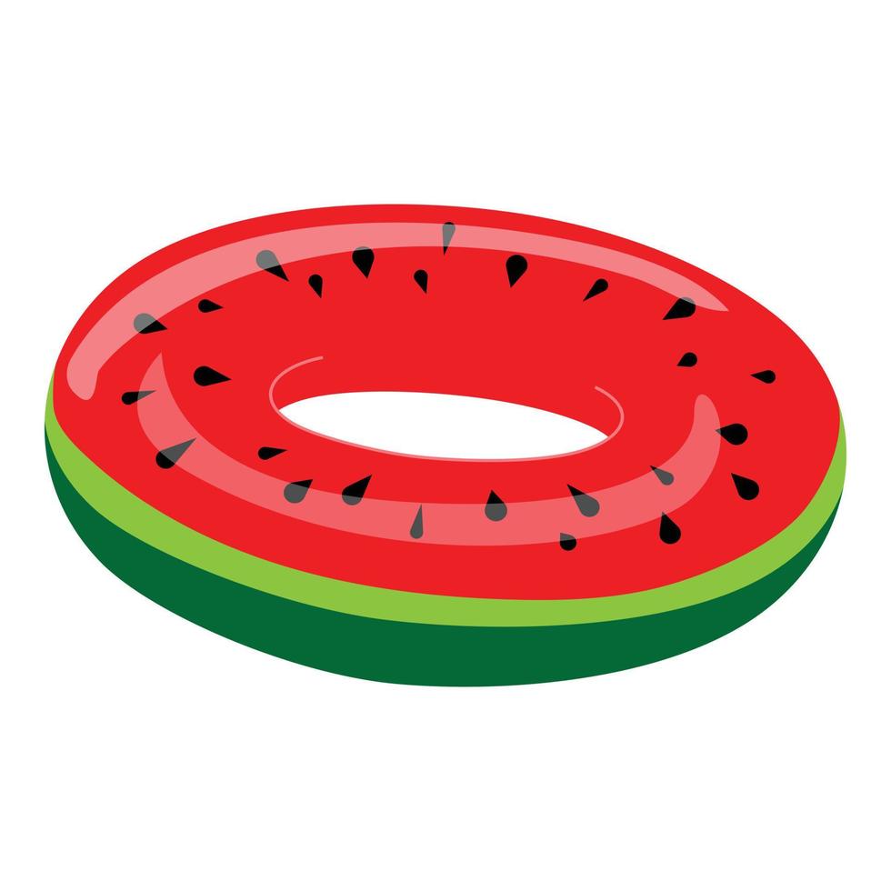 icône d'anneau gonflable de pastèque, style cartoon vecteur