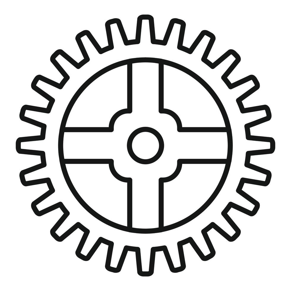 icône de pièce de roue dentée de montre, style de contour vecteur