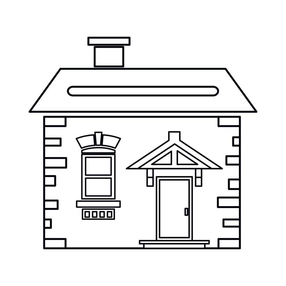 maison avec icône de toit et de cheminée, style de contour vecteur