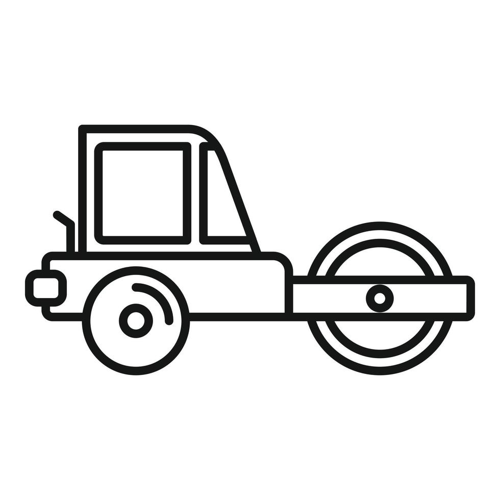 icône de rouleau de route de machine, style de contour vecteur
