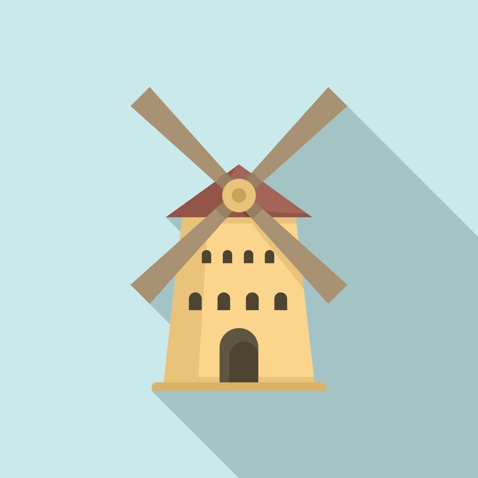 icône de moulin à vent français, style plat vecteur