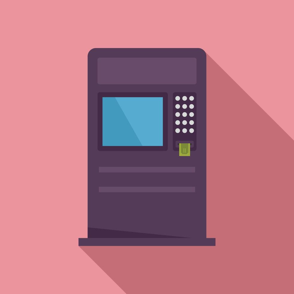icône de distributeur automatique de billets, style plat vecteur