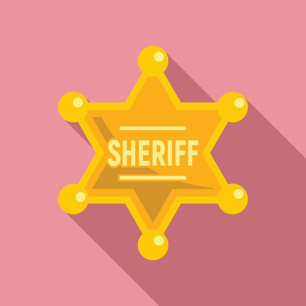 icône d'étoile d'or de shérif, style plat vecteur