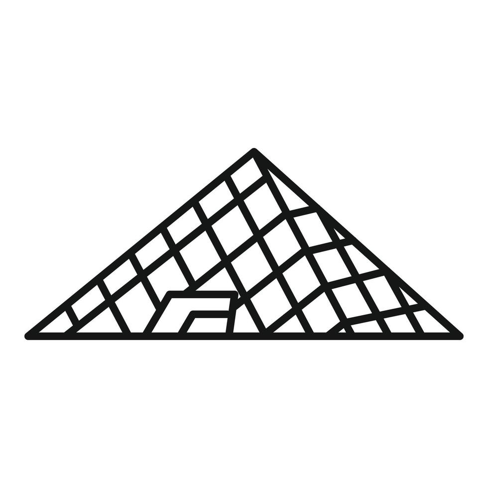 icône de pyramide de verre français, style de contour vecteur
