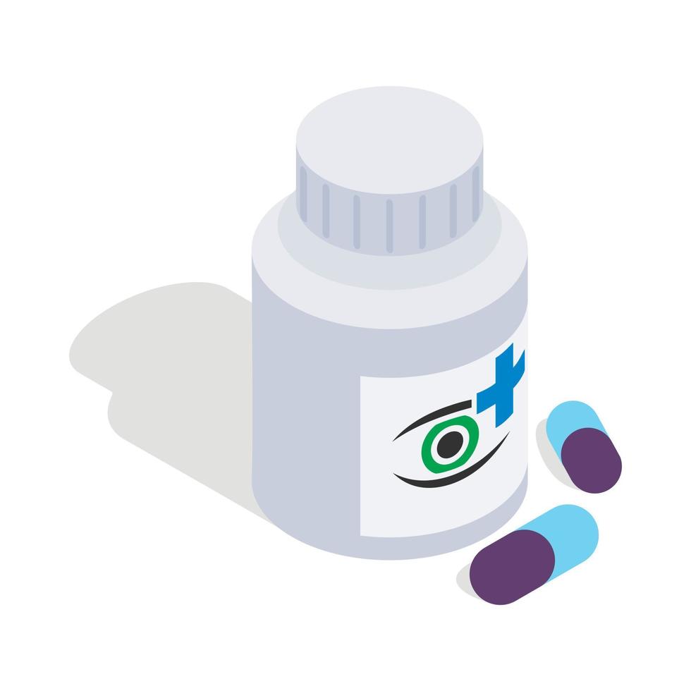 icône de pilules pour les yeux, style 3d isométrique vecteur
