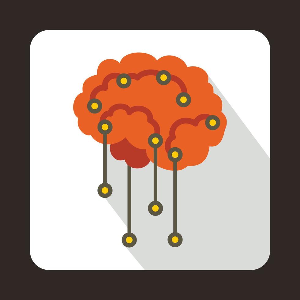 capteurs sur l'icône du cerveau humain, style plat vecteur