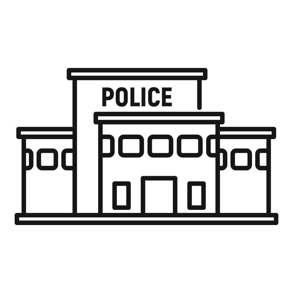 icône de bâtiment de poste de police, style de contour vecteur
