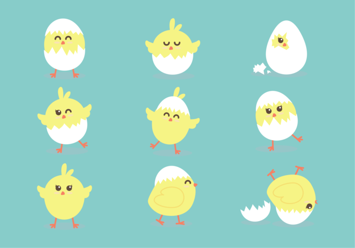 Pâques Chick Cute Icons vecteur