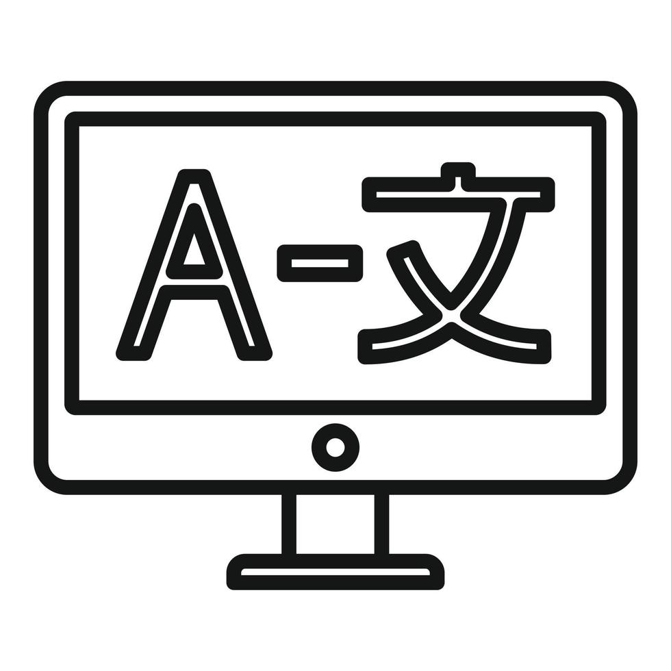 icône de moniteur de traducteur, style de contour vecteur