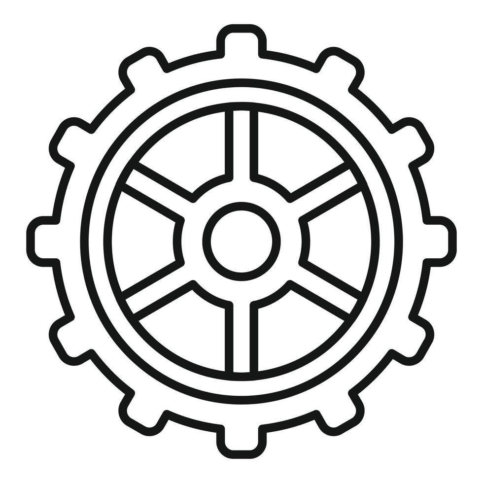 regarder l'icône de roue dentée, style de contour vecteur