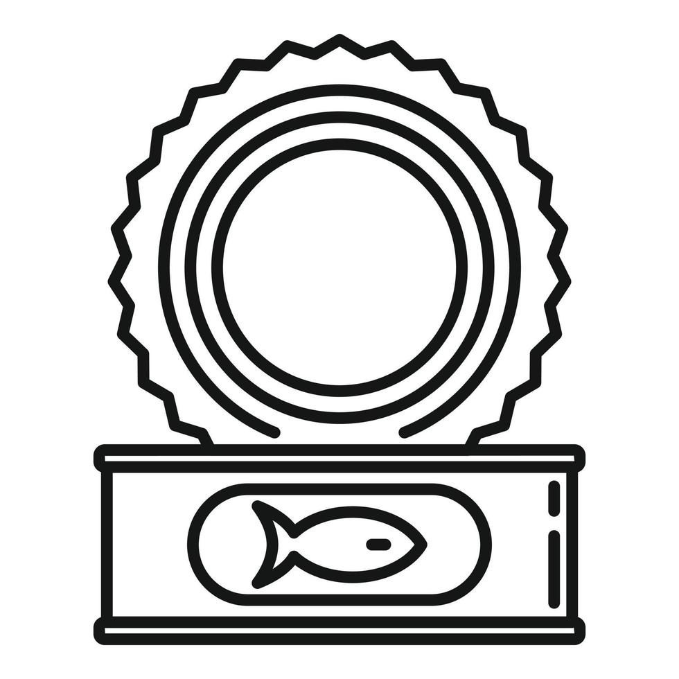icône de boîte de conserve de poisson ouvert, style de contour vecteur