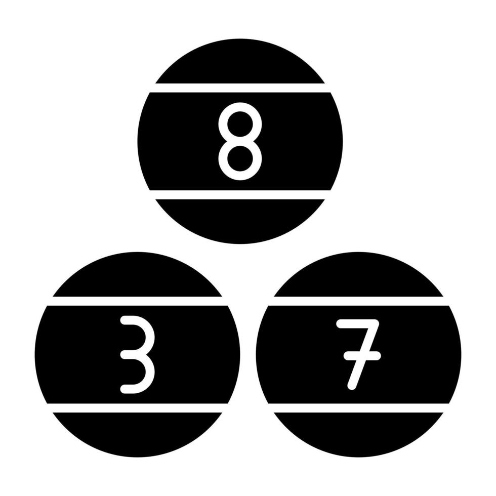 icône de boules de billard, conception solide de boules de billard vecteur