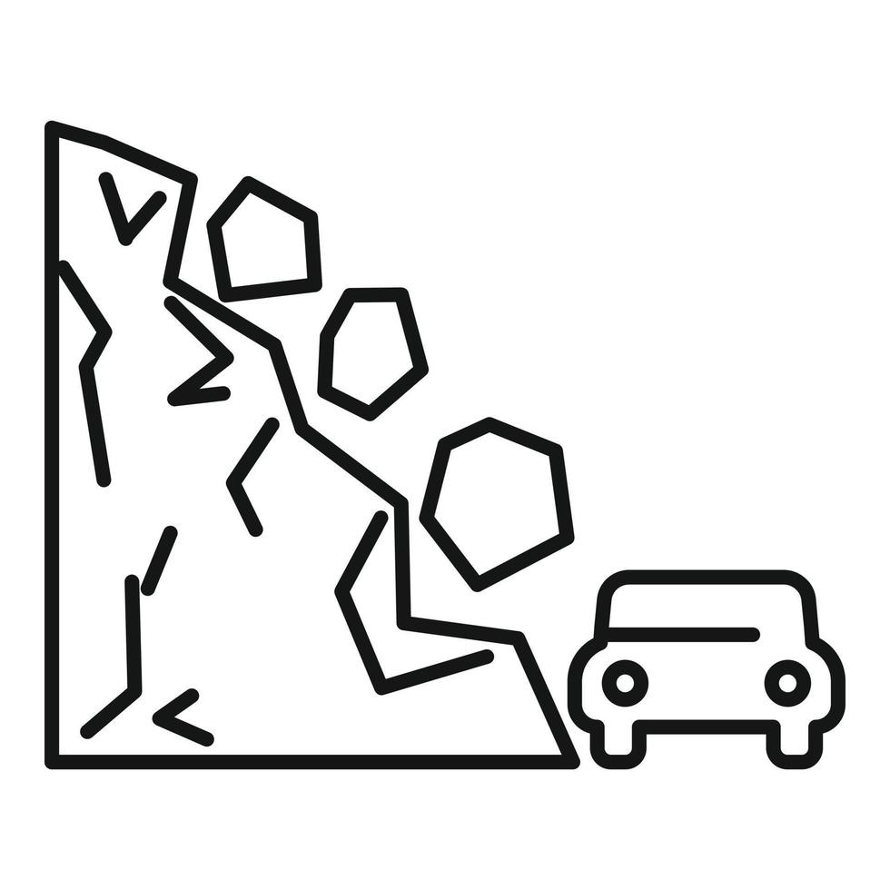 effondrement de l'icône de glissement de terrain, style de contour vecteur