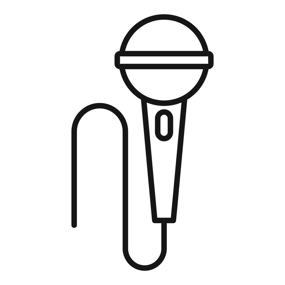 icône de microphone de musique, style de contour vecteur