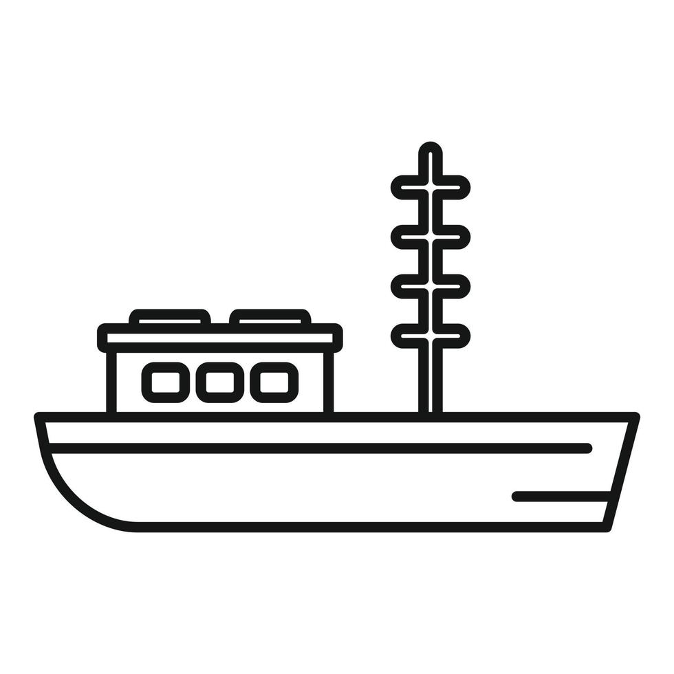 icône de bateau de pêche, style de contour vecteur