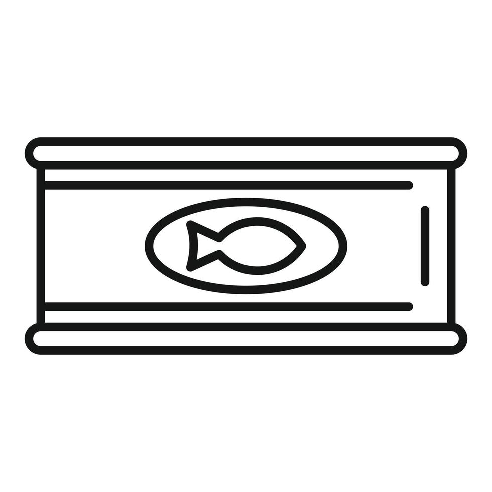 icône de boîte de conserve de poisson de survie, style de contour vecteur