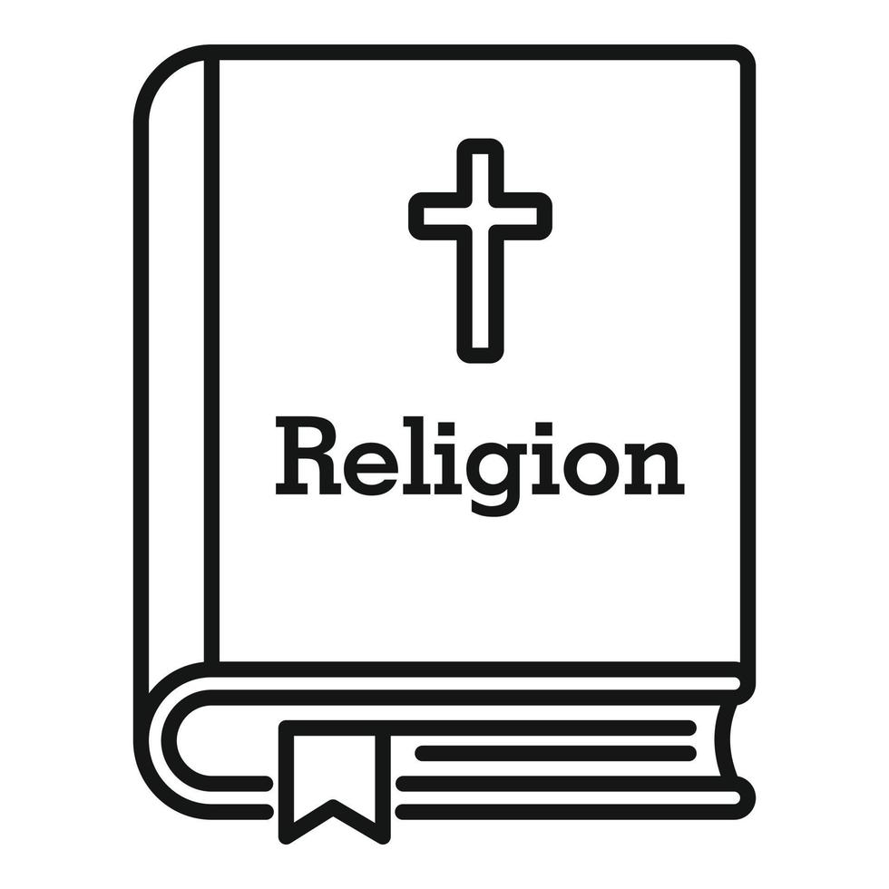 icône de livre de religion, style de contour vecteur