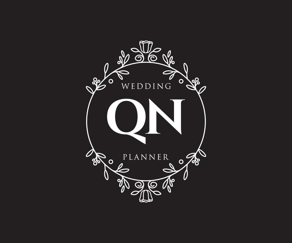 qn initiales lettre mariage monogramme logos collection, modèles minimalistes et floraux modernes dessinés à la main pour cartes d'invitation, réservez la date, identité élégante pour restaurant, boutique, café en image vectorielle vecteur