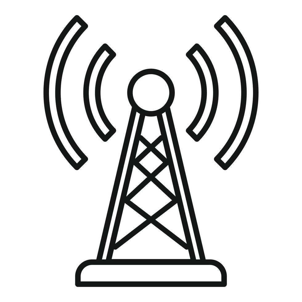 icône de la tour radio, style de contour vecteur