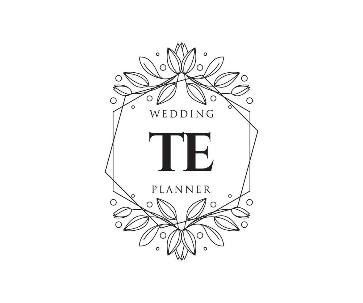 te initiales lettre collection de logos de monogramme de mariage, modèles minimalistes et floraux modernes dessinés à la main pour cartes d'invitation, réservez la date, identité élégante pour restaurant, boutique, café en image vectorielle vecteur