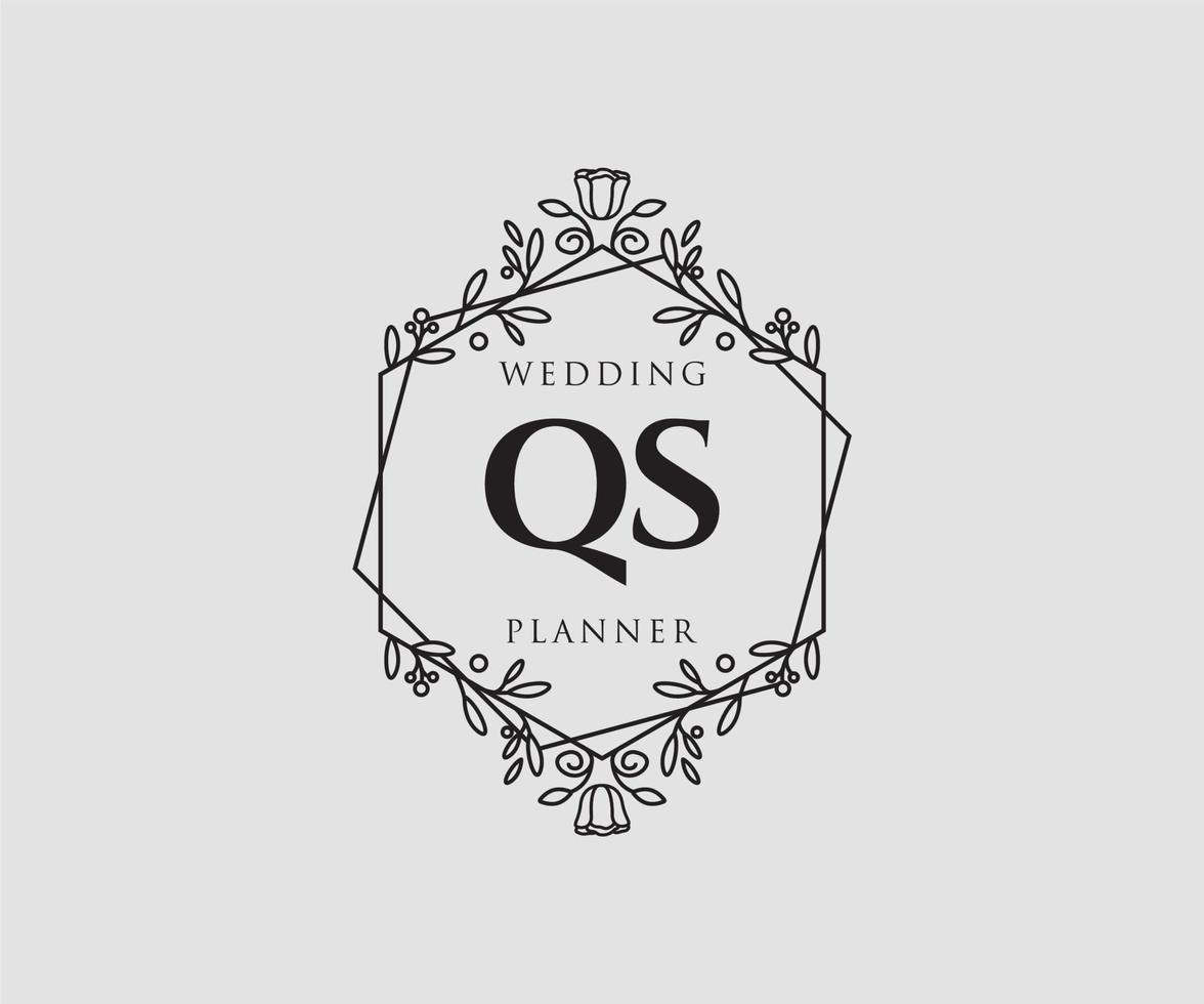 qs initiales lettre mariage monogramme logos collection, modèles minimalistes et floraux modernes dessinés à la main pour cartes d'invitation, réservez la date, identité élégante pour restaurant, boutique, café en image vectorielle vecteur