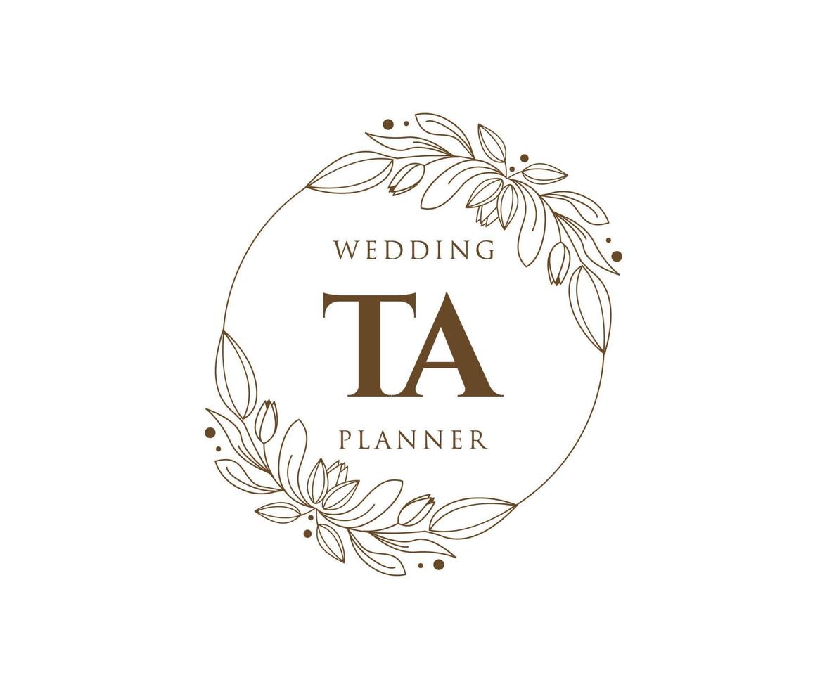 ta initiales lettre mariage monogramme logos collection, modèles minimalistes et floraux modernes dessinés à la main pour cartes d'invitation, réservez la date, identité élégante pour restaurant, boutique, café en image vectorielle vecteur