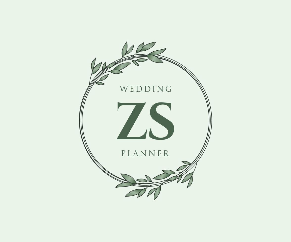 zs initiales lettre collection de logos de monogramme de mariage, modèles minimalistes et floraux modernes dessinés à la main pour cartes d'invitation, réservez la date, identité élégante pour restaurant, boutique, café en image vectorielle vecteur