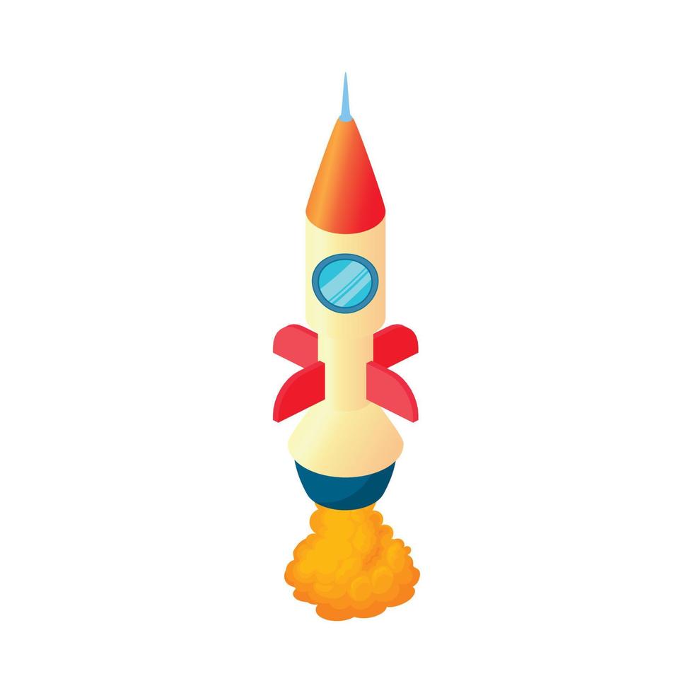 fusée décolle, icône de style dessin animé vecteur