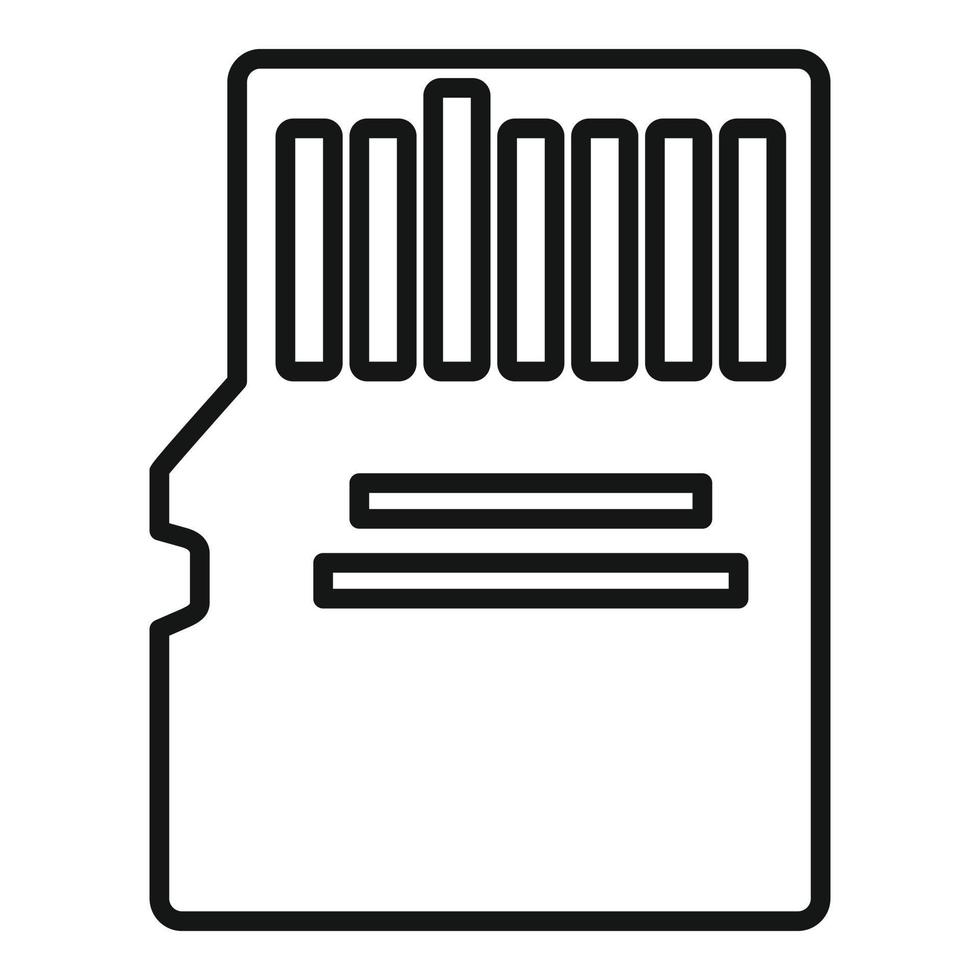 icône de carte micro ssd de stockage, style de contour vecteur