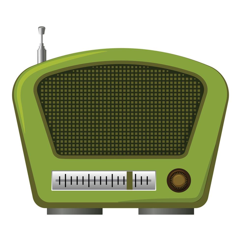 icône verte de la vieille radio, style cartoon vecteur