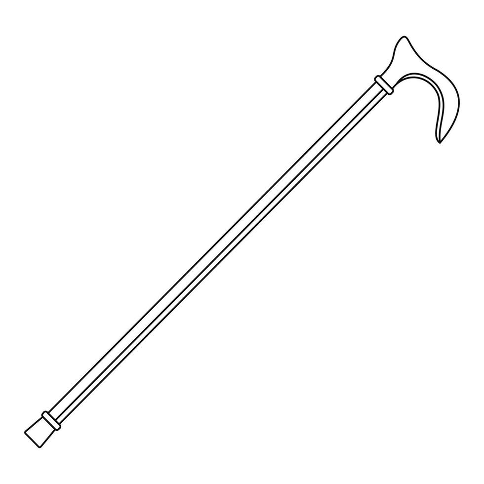 icône de bâton de marche, style de contour vecteur