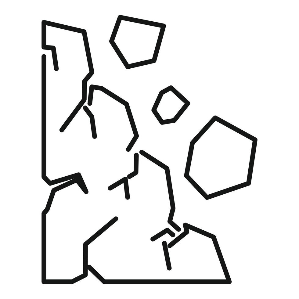 icône d'avertissement de glissement de terrain, style de contour vecteur