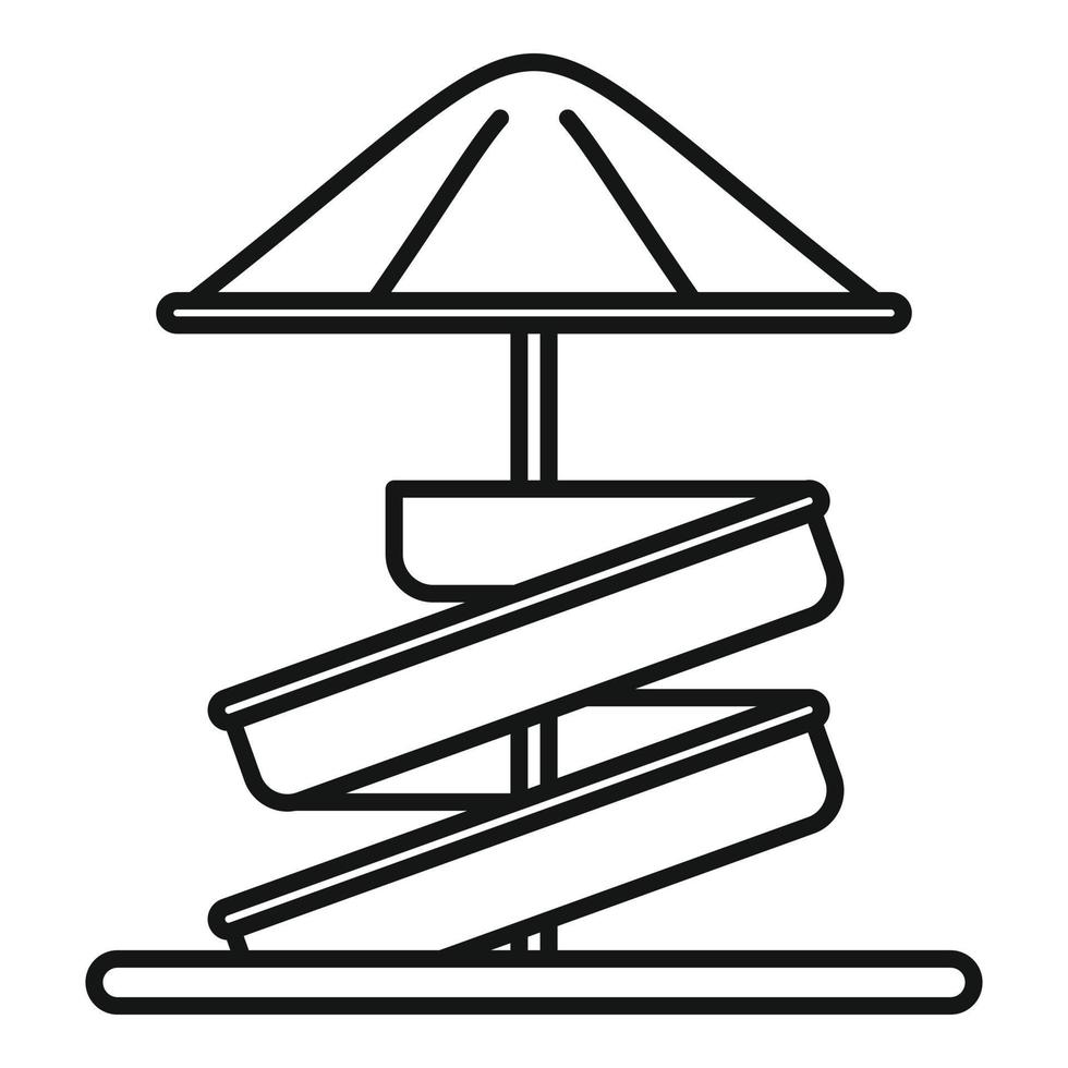 icône de diapositive parapluie enfant parc aquatique, style de contour vecteur
