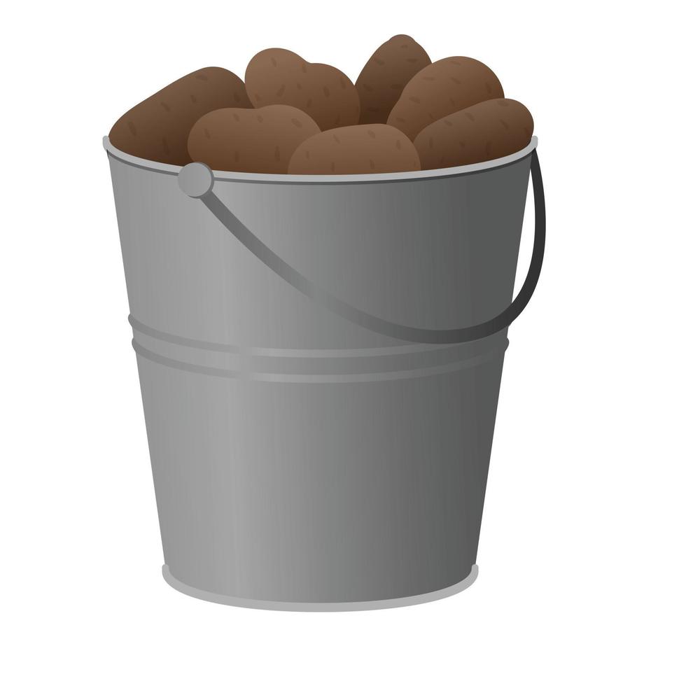 icône de seau de pomme de terre plein, style cartoon vecteur