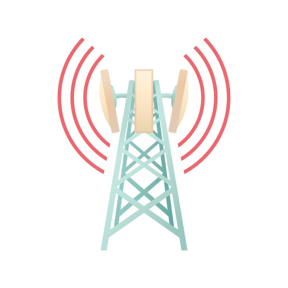 tour avec l'icône de l'équipement de télécommunications vecteur