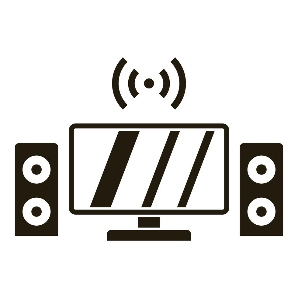 icône du système audio du téléviseur, style simple vecteur