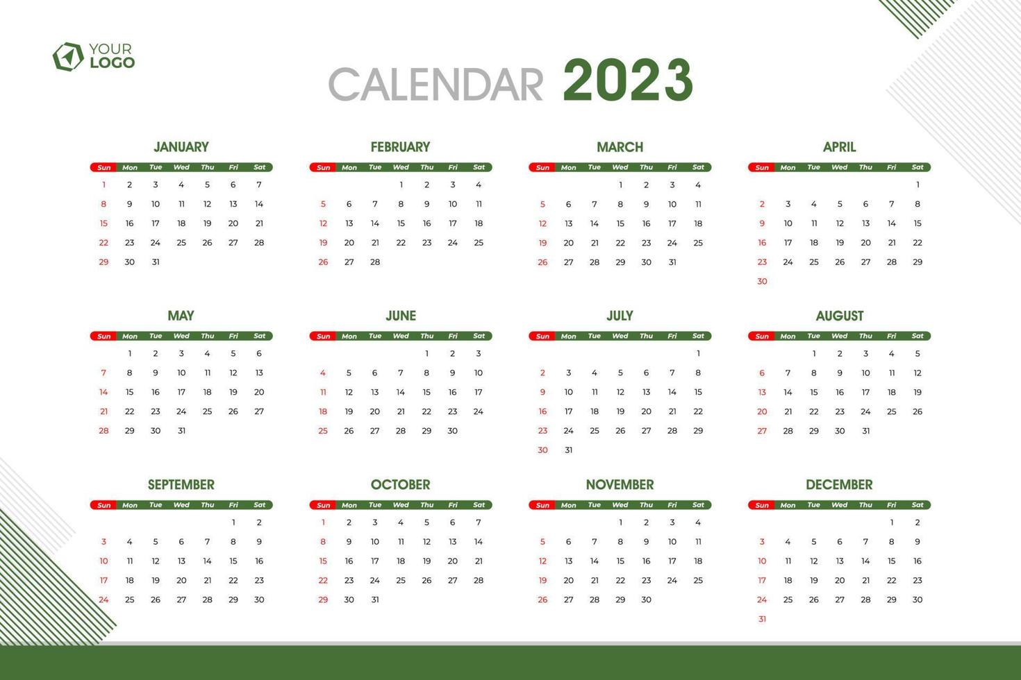 Modèle de calendrier 2023, vecteur modifiable