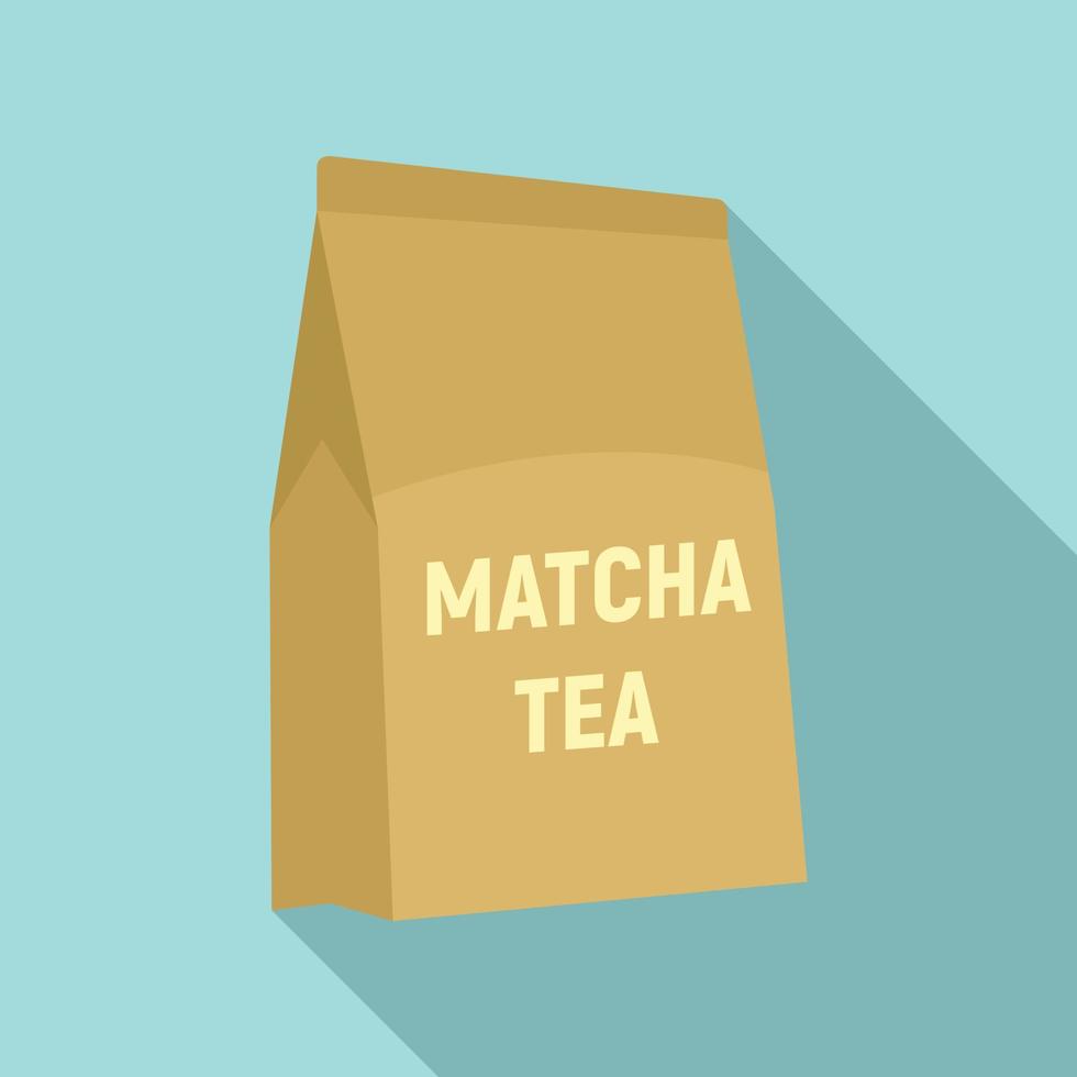 icône de paquet de thé matcha, style plat vecteur