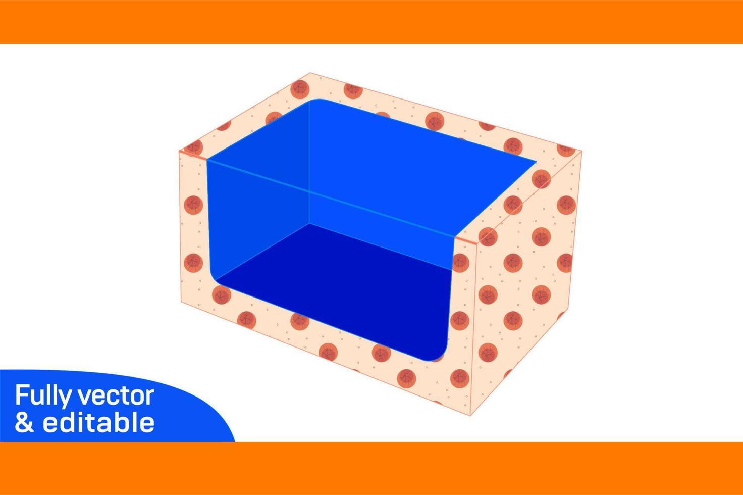 Boîte d'affichage latérale 2d, matrice de découpe et boîte 3d de couleur modifiable et modifiable 1 vecteur
