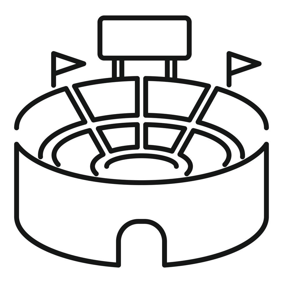 icône d'arène de football, style de contour vecteur