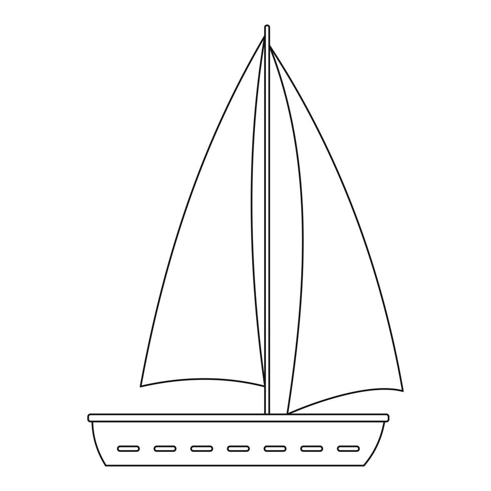 icône de yacht de voyage, style de contour. vecteur