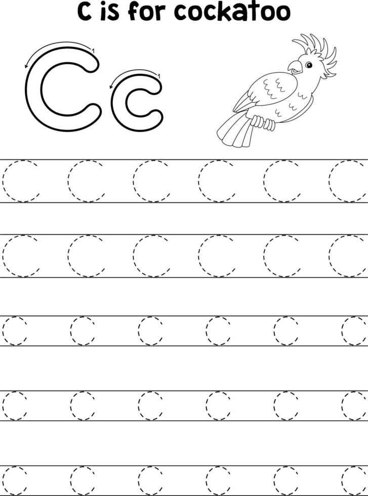 cacatoès animal traçage lettre abc coloriage c vecteur