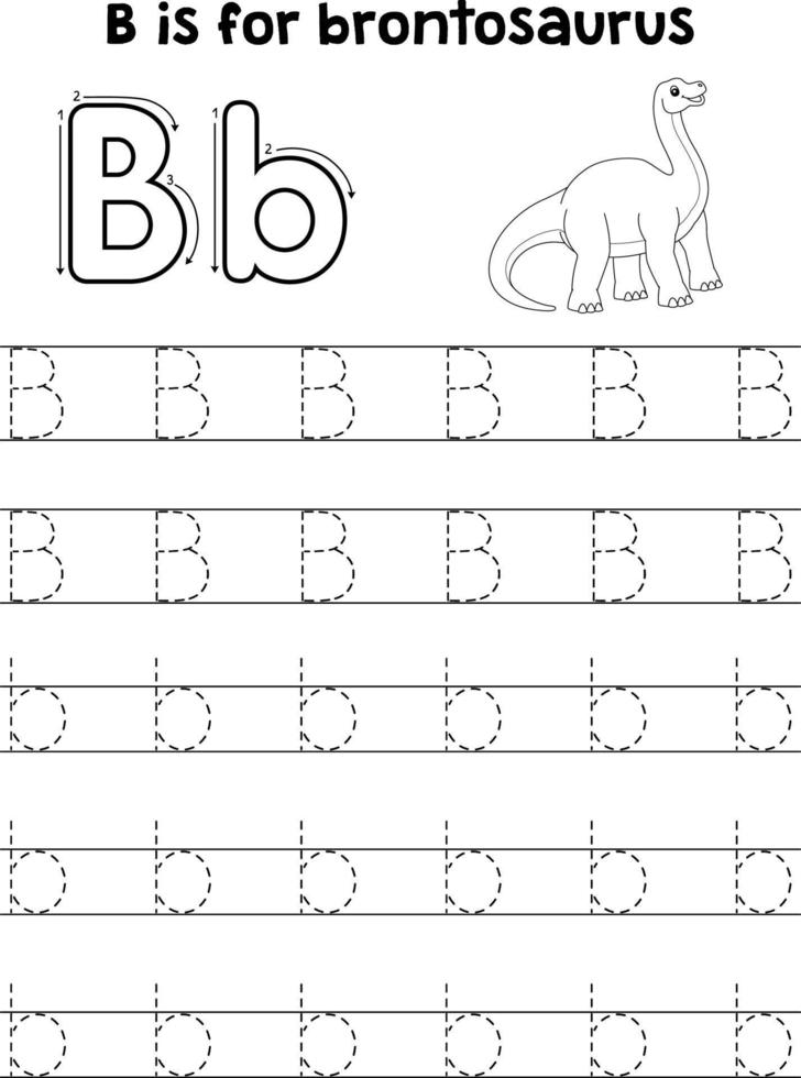 brontosaure dino traçage lettre abc coloriage b vecteur