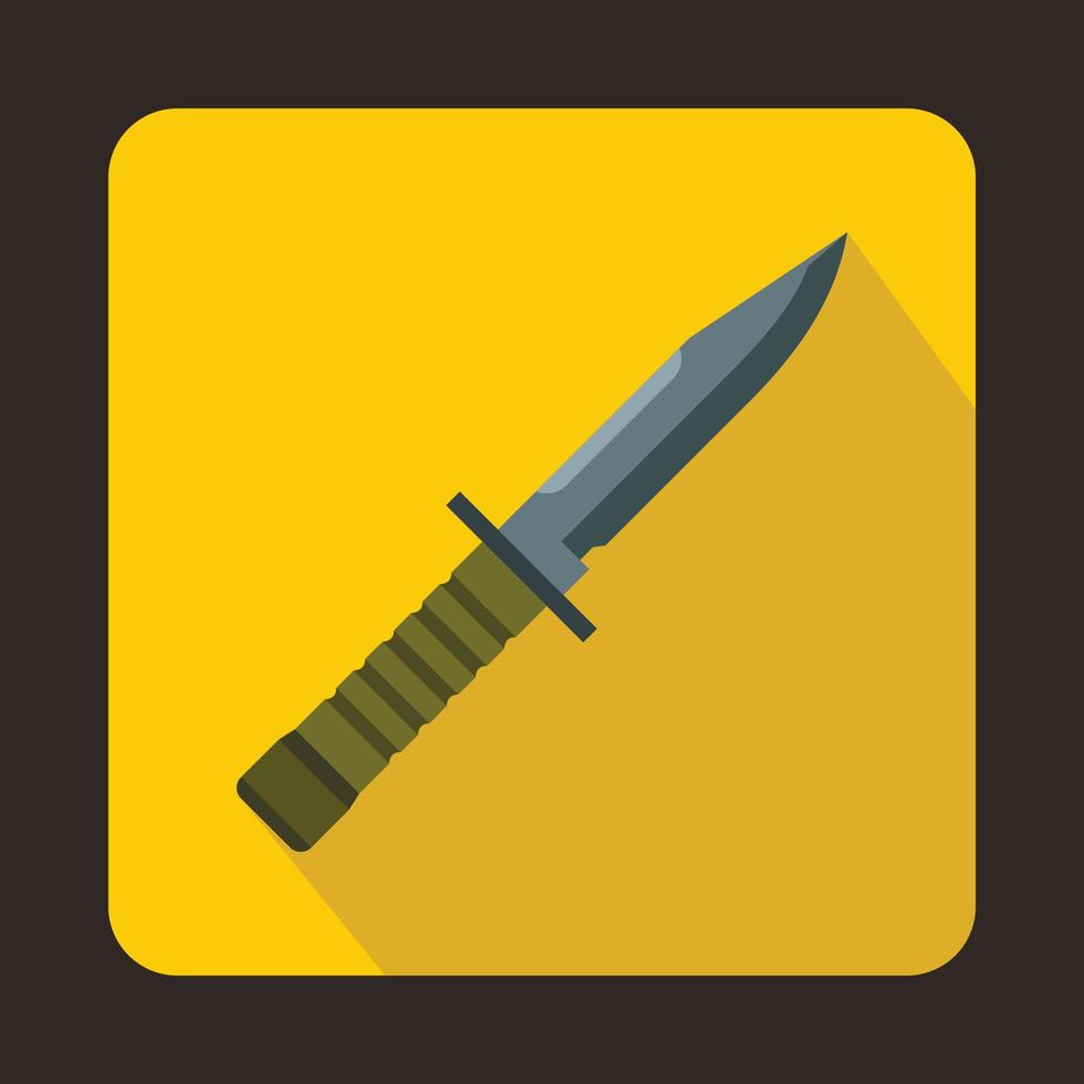 icône de couteau de combat militaire, style plat vecteur