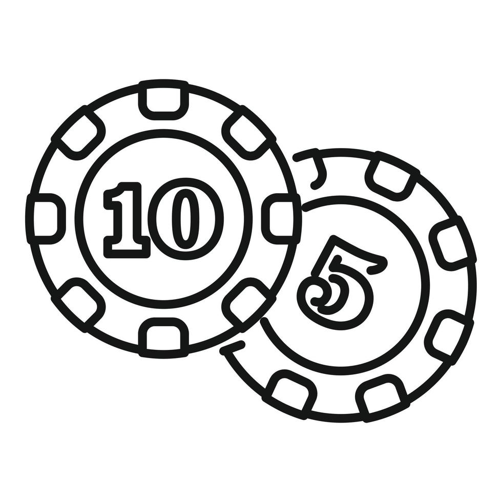 icône de jetons de casino, style de contour vecteur