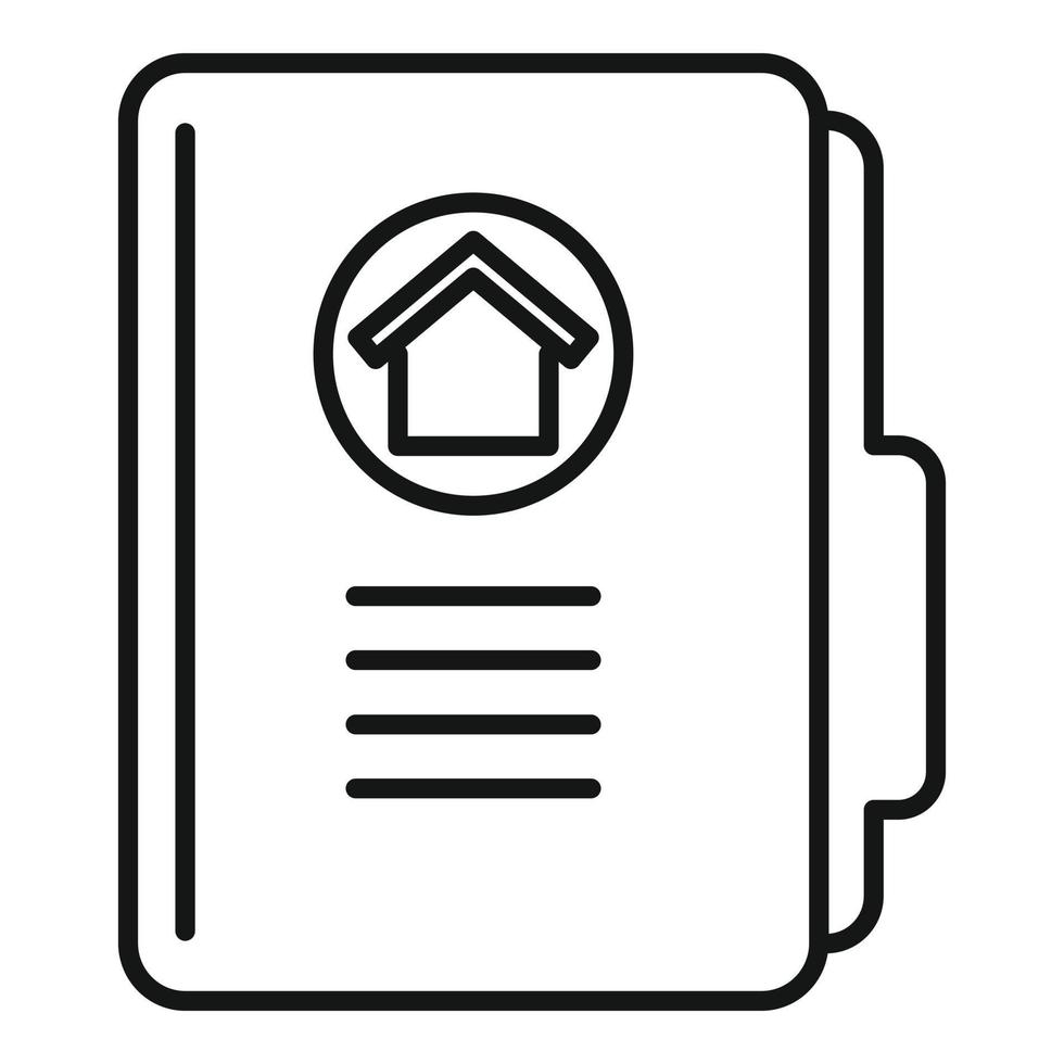 icône de dossier de maison d'agent immobilier, style de contour vecteur