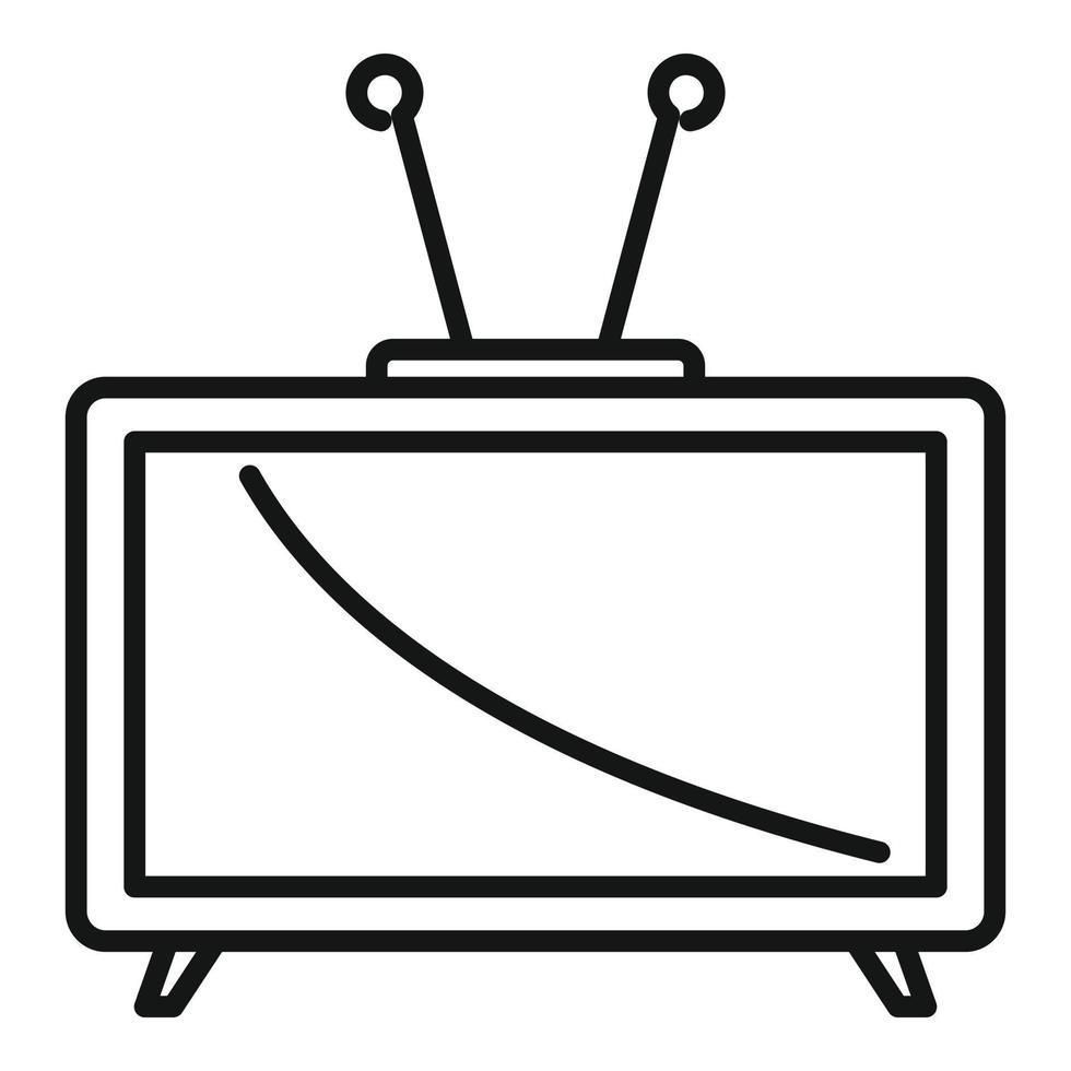 icône de téléviseur vidéo, style de contour vecteur