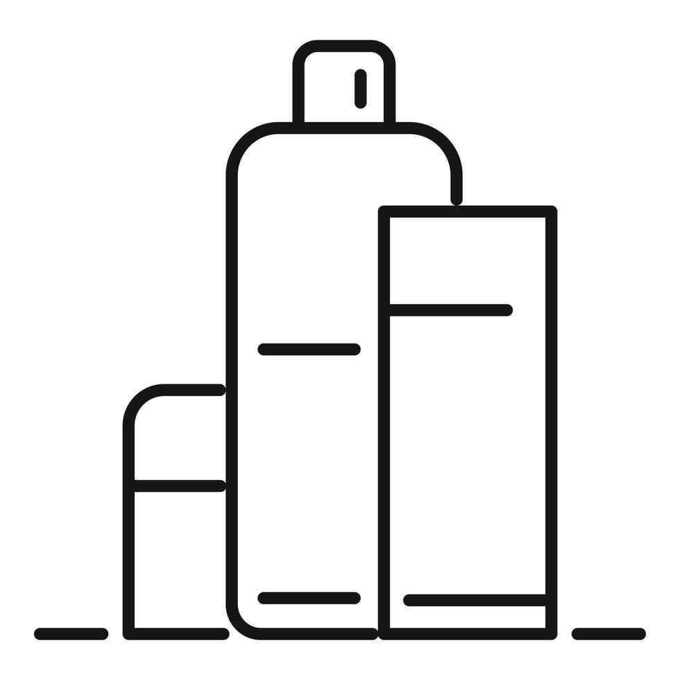 icône de bouteilles de shampoing, style de contour vecteur