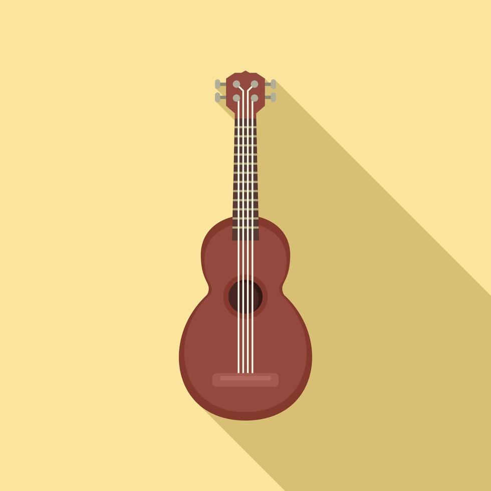 icône de guitare en bois, style plat vecteur